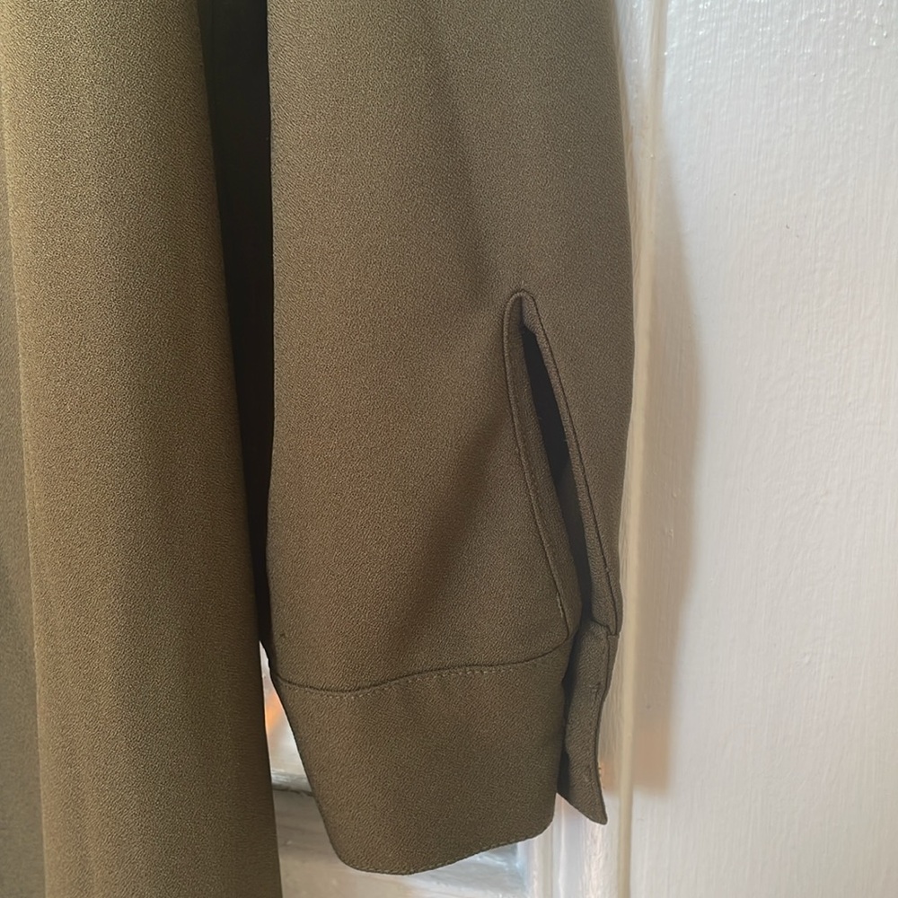 Anthropologie hutch olive green Cassidy collar side slit maxi shirt dress XL - Picture 9 of 11